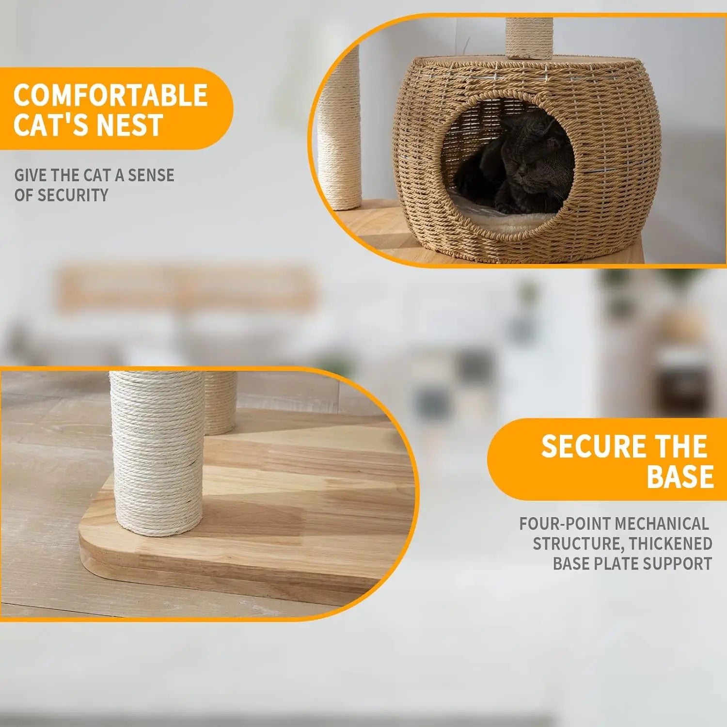 59-Inch Contemporary Cat Tower with Sisal-Covered Scratching Posts for Indoor Cats