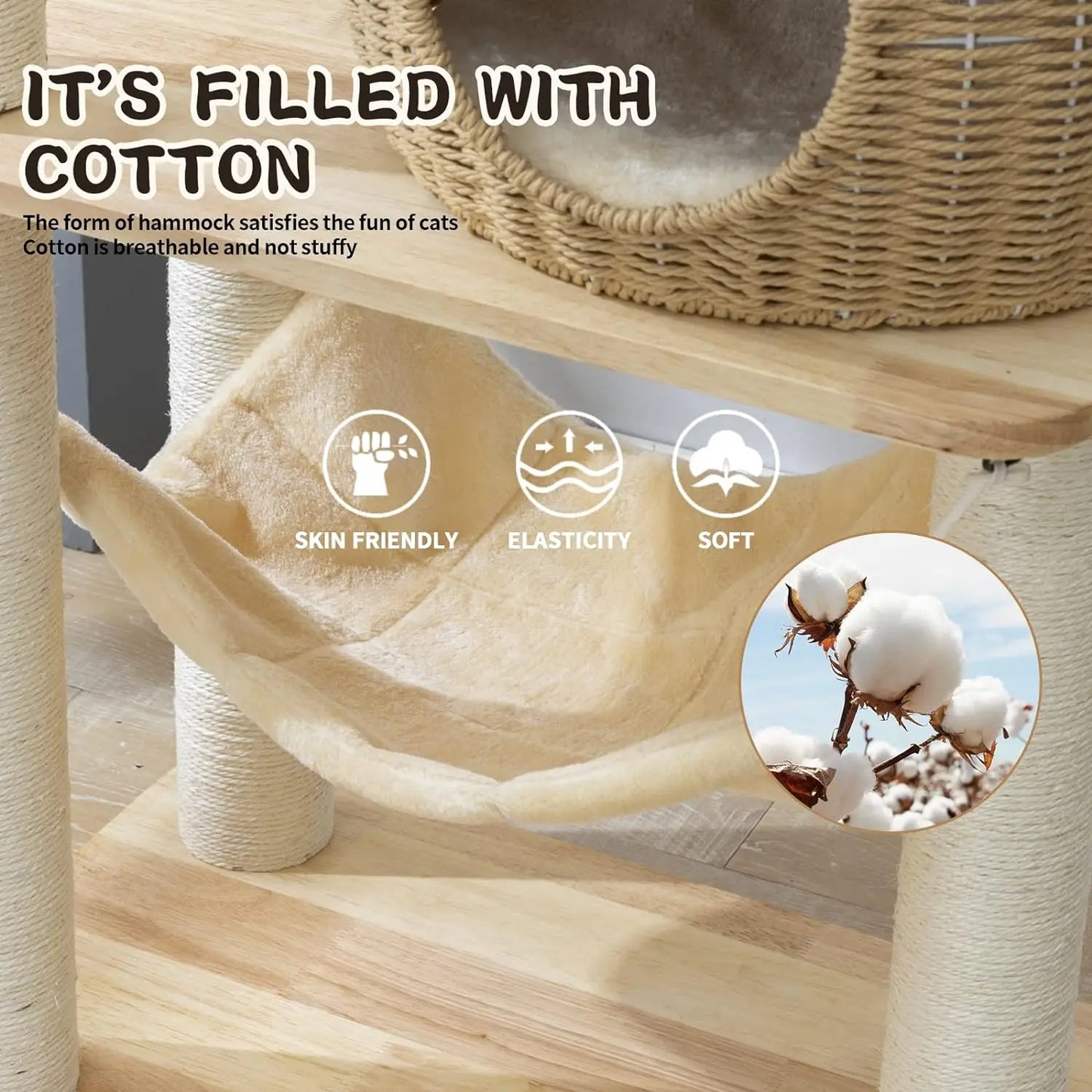 59-Inch Contemporary Cat Tower with Sisal-Covered Scratching Posts for Indoor Cats